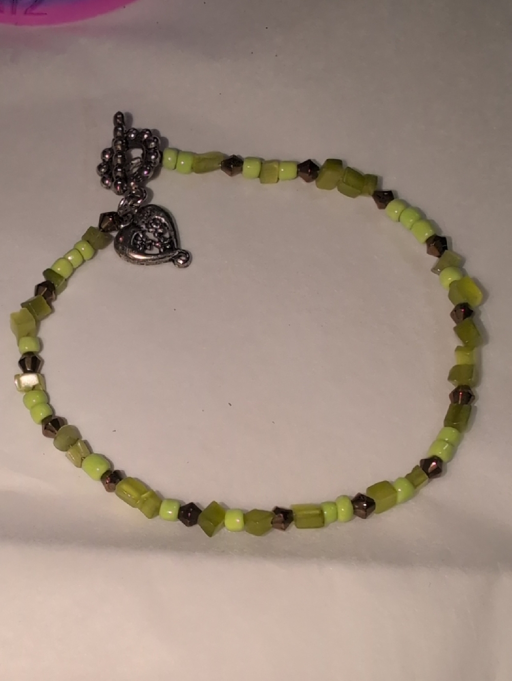 ❤️‍🔥10/$10❤️‍🔥 Handmade Lime Green Faux Beaded Toggle Bracelet/Anklet